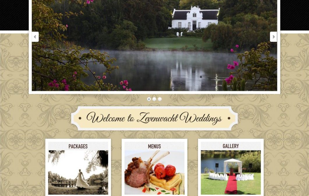 Zevenwacht Weddings website design
